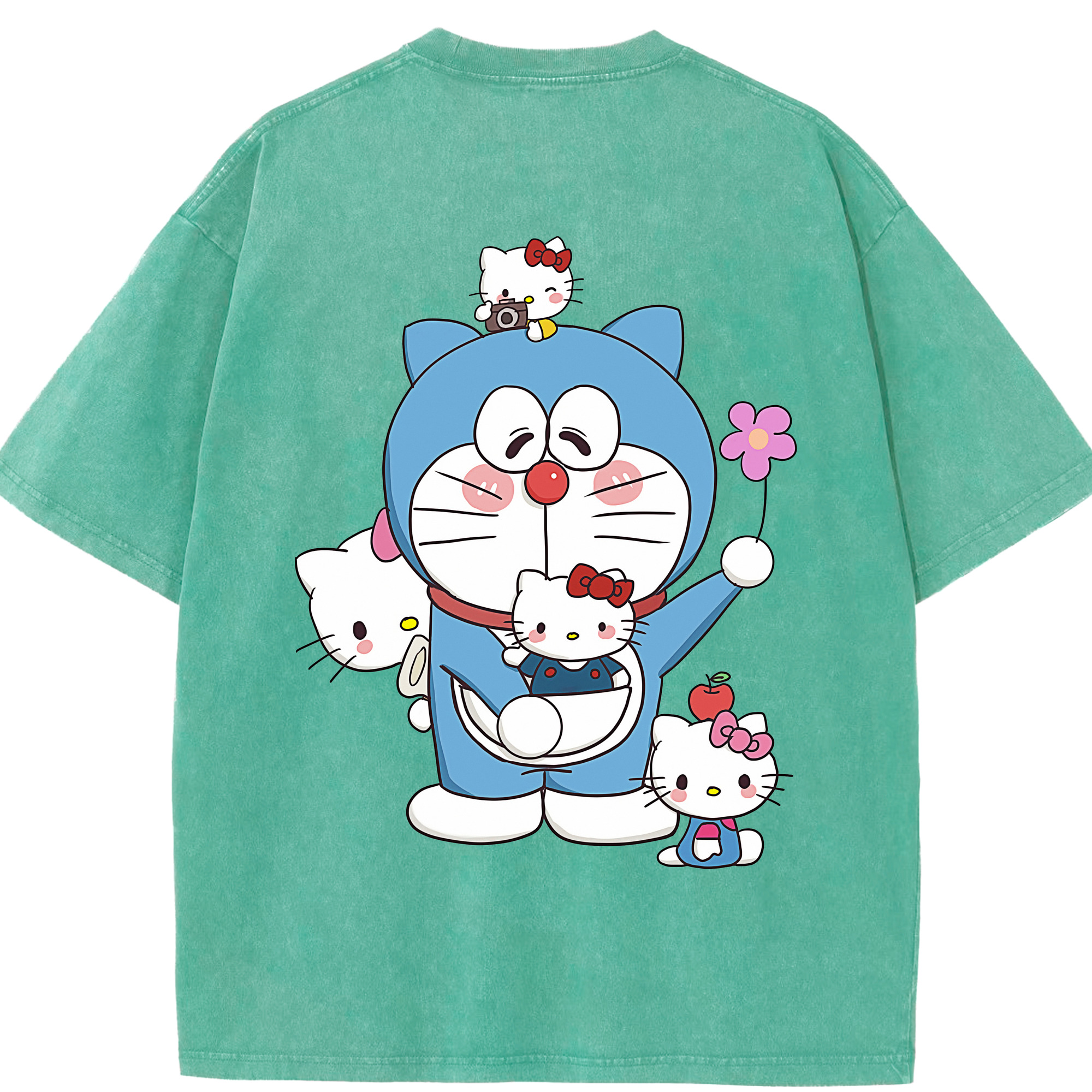 （画像用） ドラえもん Doraemon 綿100% ヴィンテージ風 半袖Tシャツ（背面プリント）